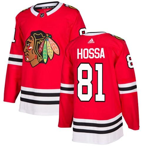 Adidas Blackhawks #81 Marian Hossa Red Home Authentic Stitched NHL Jersey - Click Image to Close